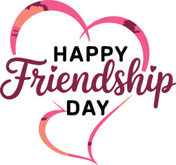 Poster - Happy friendship day text with heart shapes and pink color scheme in a celebratory design