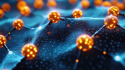Poster - Exploring a network of glowing particles in a futuristic digital environment