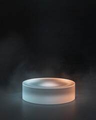 Poster - Elegant Transparent Frosted Acrylic Round Pedestal Stage for Product Presentation and Minimalist Design Elements Display Showcase