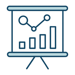 Poster - Minimal outline icon of a business presentation with charts and graphs