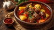 © aulia - Hearty beef stew in a wooden bowl