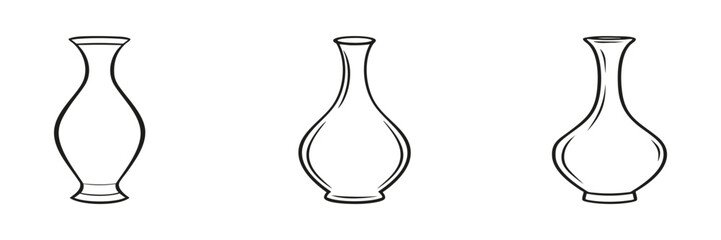 Poster - Three Elegant Vase Designs Set. Minimalist Home Decor Collection. Isolated Vector Illustration