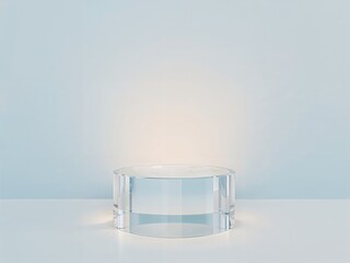 Poster - Sleek Acrylic Pedestal Display, A Minimalist Presentation Platform for Product Showcase with Lucid Realism and Clean Aesthetic