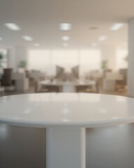 Poster - Sleek White Lacquered Table in a Modern Office Setting Offering a Focus on Minimalist Design and Contemporary Workplace Aesthetics