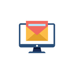 Poster - Vector art of laptop with colorful chat bubbles on screen