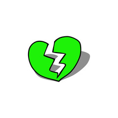 Poster - green broken heart