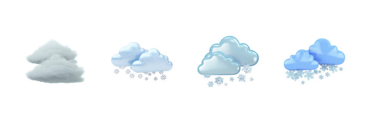 Poster - Cloud And Snowflake Icon Set. Weather And Seasonal Design Elements Collection Isolated On Transparent Background