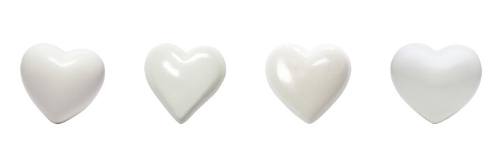 Poster - Ceramic Heart Figurines Set. Minimalist Home Decor And Gift Collection Isolated On Transparent Background