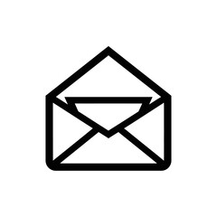 Leinwandbilder - A simple black outline of an open envelope on a plain white background