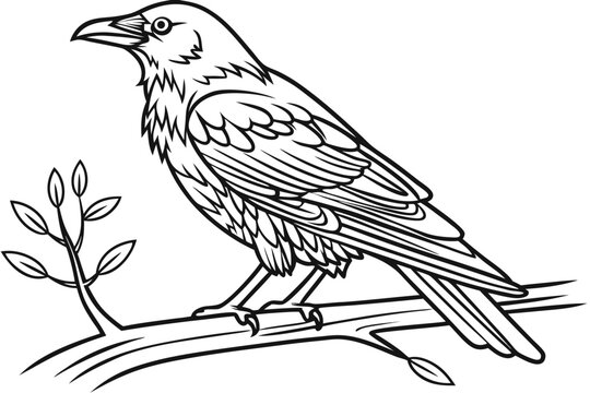 coloring page line art the thrush black vector