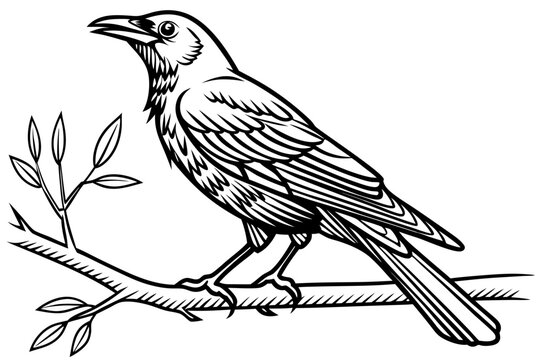 coloring page line art the thrush black vector