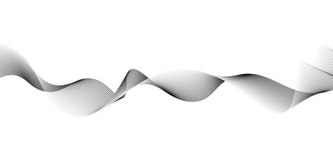 Aufkleber - Abstract grey wave lines on transparent background. Grey wave swirl, frequency sound wave,twisted curve lines with blend effect. Technology,twisted curve lines with blend effect,