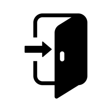Login and logout icons. Set of sign out, Sign in vector icon. Open and close door symbol. Black exit and enter arrow, vector icon in trendy flat style