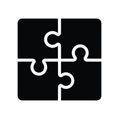 Strategy Puzzle Icon – Teamwork, Problem Solving, and Solution Symbol in Flat Vector Design