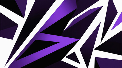 Aufkleber - Abstract geometric design featuring sharp angles in purple black and white color scheme creating depth