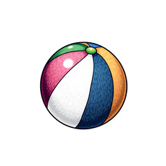 Poster - Isolated colorful beach ball with pink white blue orange and green on transparent background