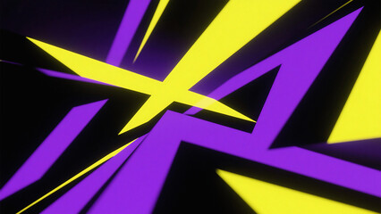 Poster - Abstract background with sharp geometric shapes in yellow purple and black colors creating dynamic effect