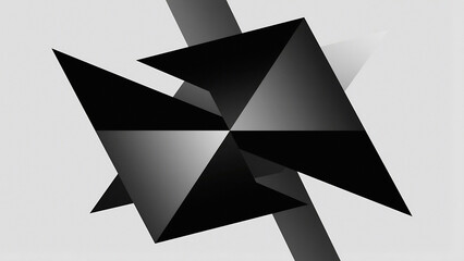 Poster - Abstract black geometric shapes with a diagonal bar on a light gray background create a modern design