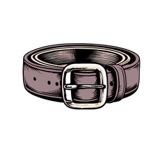 Poster - Illustration of a gray belt with a silver buckle on artful on transparent background