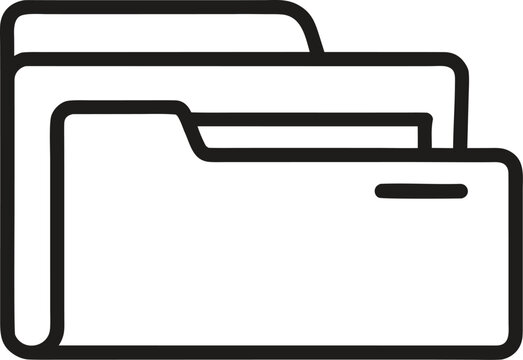 Black outline icon of three stacked folders on a white background document file