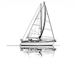 Monoline drawing of a sailboat on water