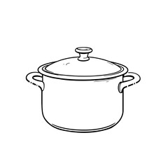 Poster - Illustration of a dark cooking pot with a lid and handles on transparent background