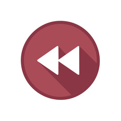 Fototapete - Rewind icon button in minimal design style featuring left facing arrows and shadow effect for media player controls