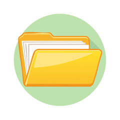 Aufkleber - Yellow Document Folder Icon, Filing Papers, Business Correspondence, Data Storage, Office Organizing, Records Management and Information Access