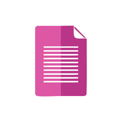 Fototapete - Pink Document Icon with Text Lines and Folded Corner Design Element for Business