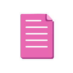 Fototapete - Bright Pink Paper Document Icon with Curled Corner for Web Design or UI UX Projects with Bold Colors and Clean Simplicity