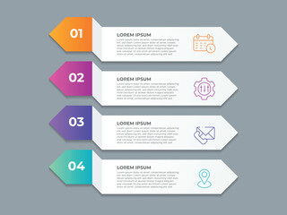 Aufkleber - 4 points template infographic outline style with 4 point step template with creative box with circle edge on vertical stack layout for slide presentation