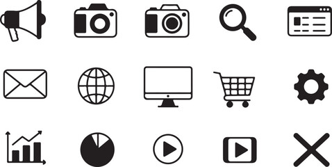 Poster - Black icons for web and business on white background
