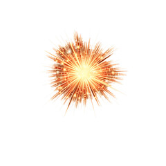 Poster - A bright orange and yellow explosion with radiating lines on transparent background