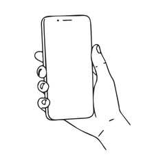 Poster - Hand holding smartphone outline drawing
