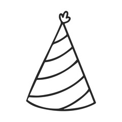 Poster - Striped party hat drawing with whimsical design and twisted top