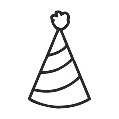 Poster - Black and white party hat icon - simple outline drawing