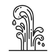 Poster - Black and white minimalist abstract fountain with water droplets