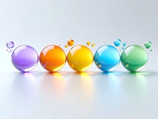 Poster - Abstract Colorful Spheres with Bubbles - Modern Art and Design