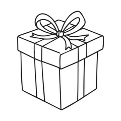 Poster - Monochrome gift box illustration with ribbon and bow