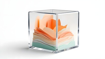Poster - Abstract Paper Layers in Clear Box - Contemporary Art and Design