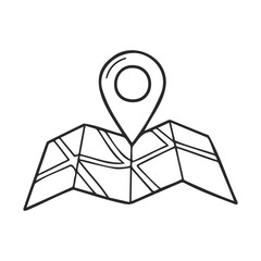 Poster - Minimalistic black and white map with location pin icon