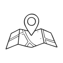 Poster - Simple black and white map design with location pin icon