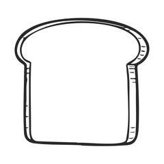 Poster - Hand-drawn slice of bread outline in black and white line art style