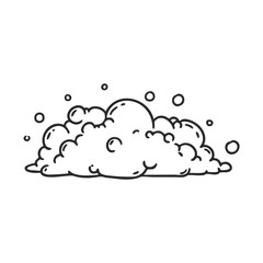 Poster - Black and white illustration of a fluffy cloud with bubbles