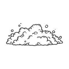 Poster - Hand-drawn soap suds illustration with bubbles in simple black and white style