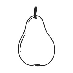 Poster - Simple black and white illustration of a pear with minimalistic design