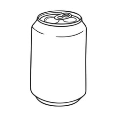 Poster - Minimalist black and white line drawing of a beverage can on white background