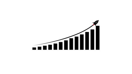 Poster - Rocket flying above increasing graph representing business and financial growth. Growth business graph animation with rising rocket symbolizing success and progress.