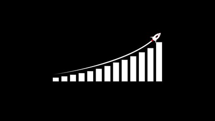 Poster - Business growth concept represented by rocket launching over rising bar chart. Business growth graph animation with rising rocket and upward trend symbolizing success and progress.Ask ChatGPT