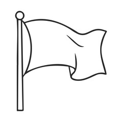 Poster - Black and white line art of a waving flag on a pole